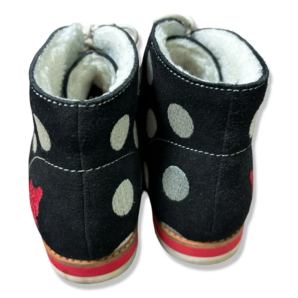 LOLA RAMONA Polka Dot Suede Booties | Black & White Faux Fur Lined Ankle Boots
